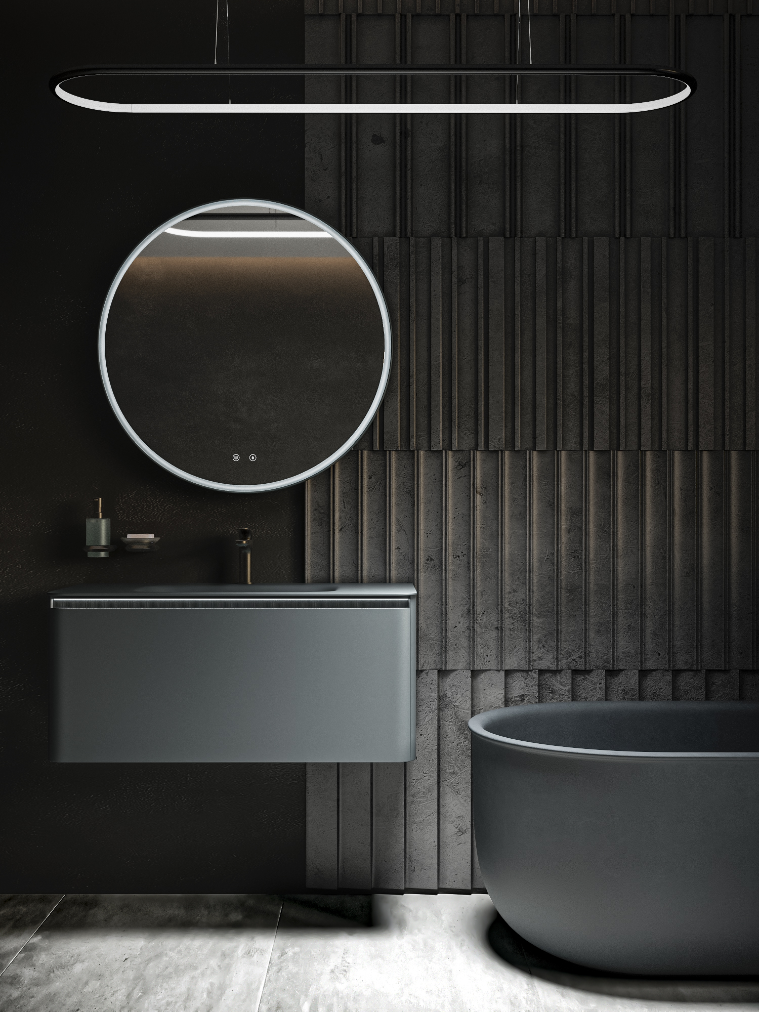 FLMR110800GRM, Loom, 80 см, LED подсветка, диммер, антифог, МДФ, Графит матовый